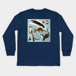 New World otters Poster Kids Long Sleeve T-Shirt